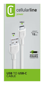 Cellularline Power Cable Cavo da USB a USB-C 15 cm USBDATACTRUSBCW: confezione del cavo 15 cm