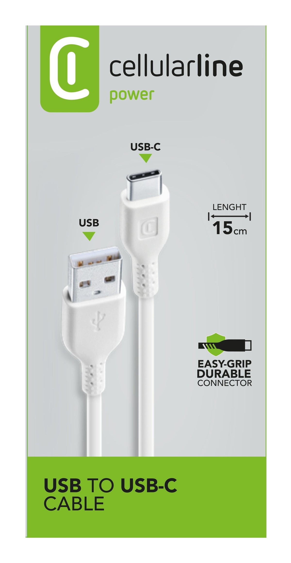 Cellularline Power Cable Cavo da USB a USB-C 15 cm USBDATACTRUSBCW: confezione del cavo 15 cm
