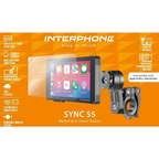 Confezione Interphone Sync 55 display moto 5,5 pollici CarPlay e Android Auto con vetro temperato incluso