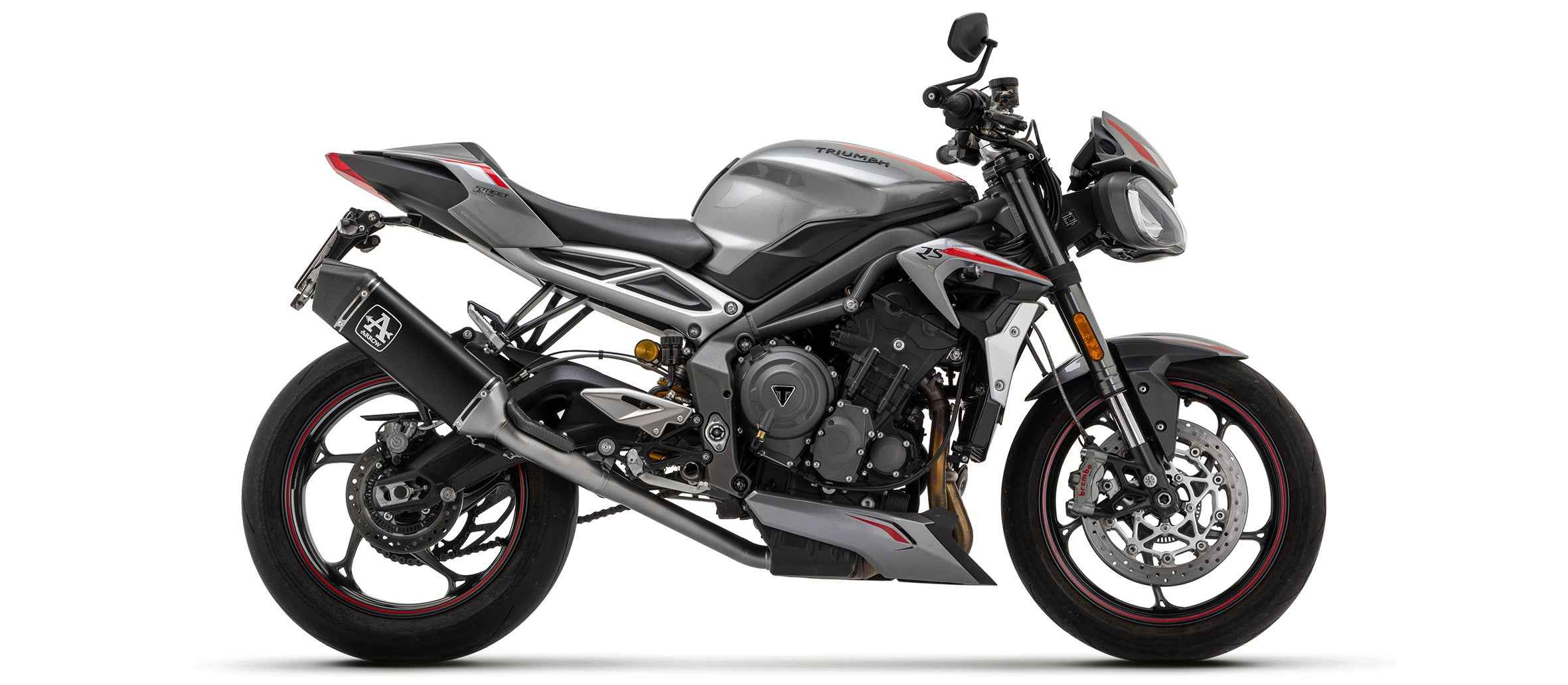 Kit completo catalitico omologato con terminale Veloce in alluminio Dark per Triumph STREET TRIPLE 765 2020/2022 - Arrow (71502VAN)