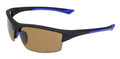 Global Vision Daytona 1 lente marrone polarizzata, montatura nera soft touch con gomme blu