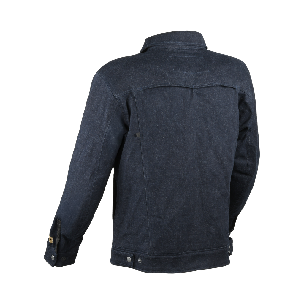 Giacca moto in denim Difi Ashton blu scura con protezioni CE, veduta posteriore