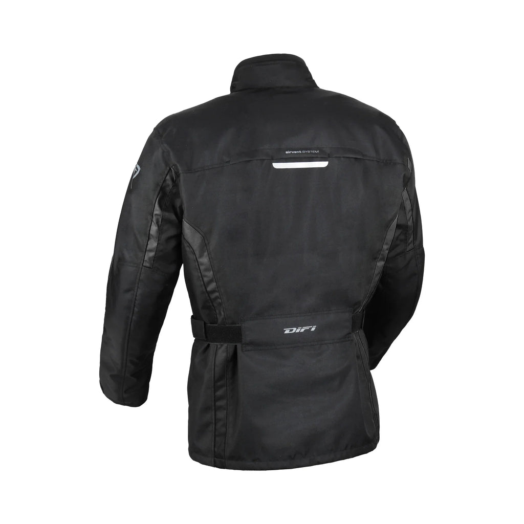 Giacca moto impermeabile Difi Cage Aerotex nera con stampe riflettenti, retro