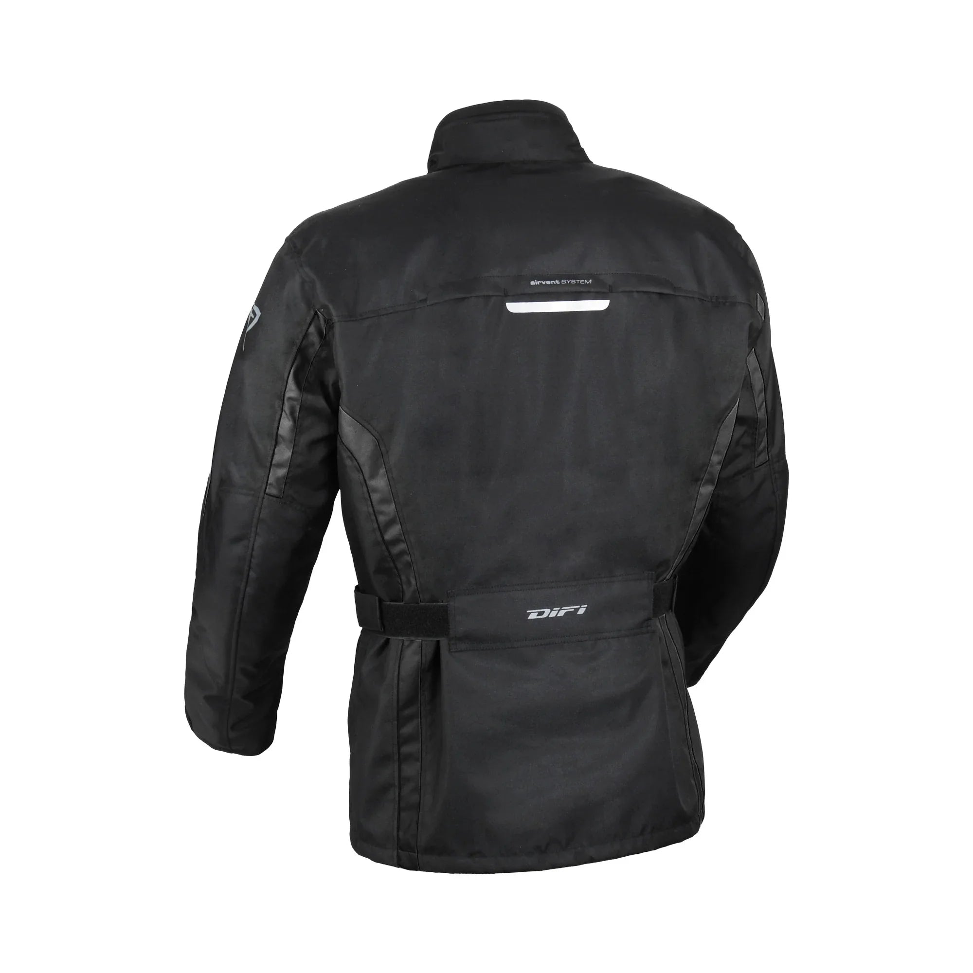 Giacca moto impermeabile Difi Cage Aerotex nera con stampe riflettenti, retro