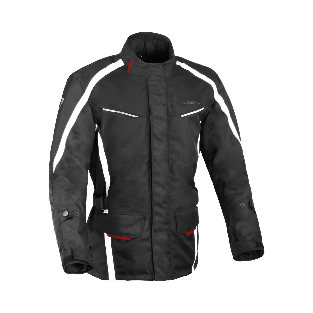 Difi Cage Aerotex 102.196.01 giacca moto impermeabile nera e bianca, fronte