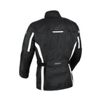 Giacca moto Difi Cage Aerotex bianca e nera con fodera termica, veduta posteriore