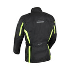 Giacca moto Difi Cage Aerotex nera e gialla ad alta visibilita, vista da dietro