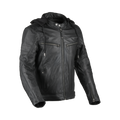 Difi Detroit 3 giacca moto in pelle nera con cappuccio, vista frontale