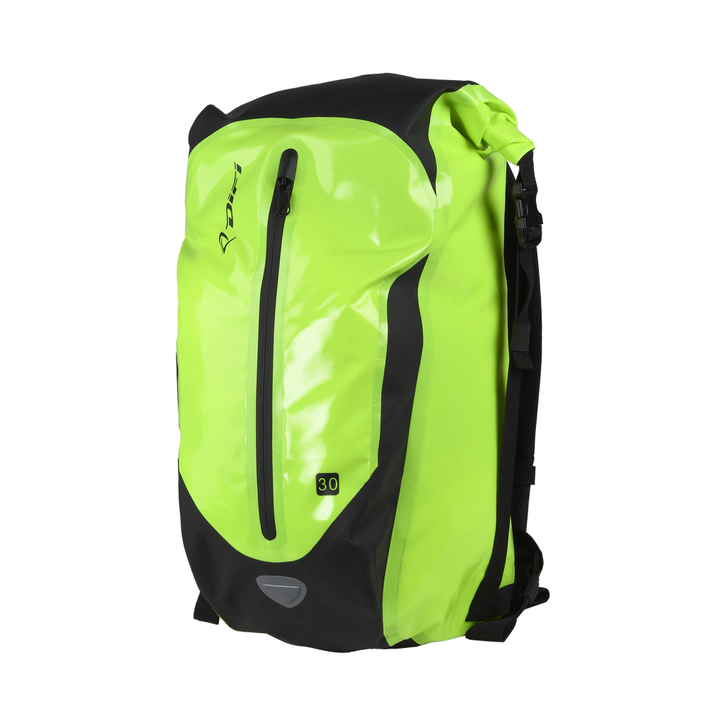 Zaino Difi DryCore giallo fluorescente con fondo nero e inserti riflettenti