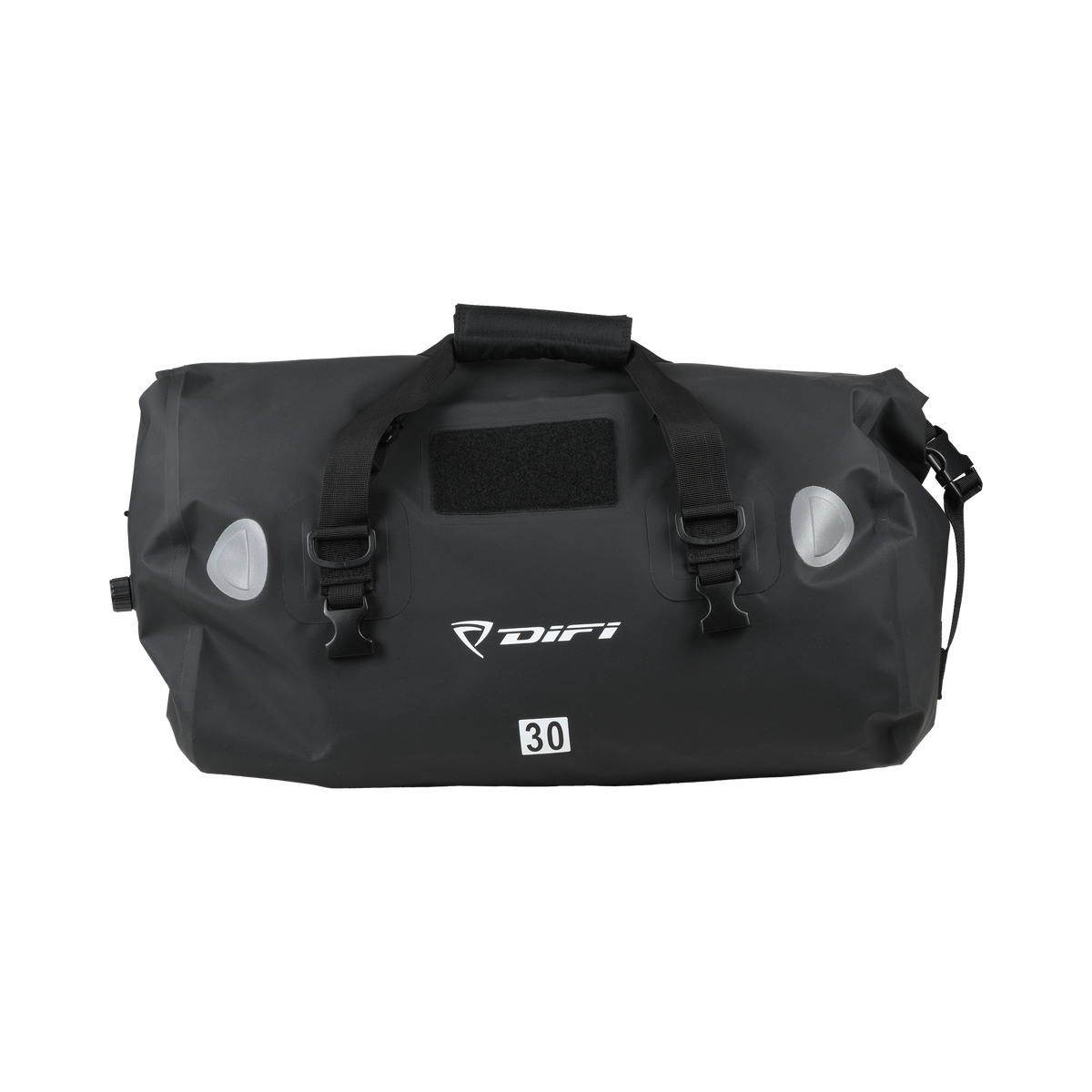 Difi DryVault 30 L borsa moto impermeabile nera, su fondo bianco