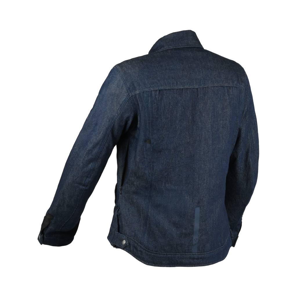Giacca moto in denim da donna Difi Ellison blu scura, veduta posteriore