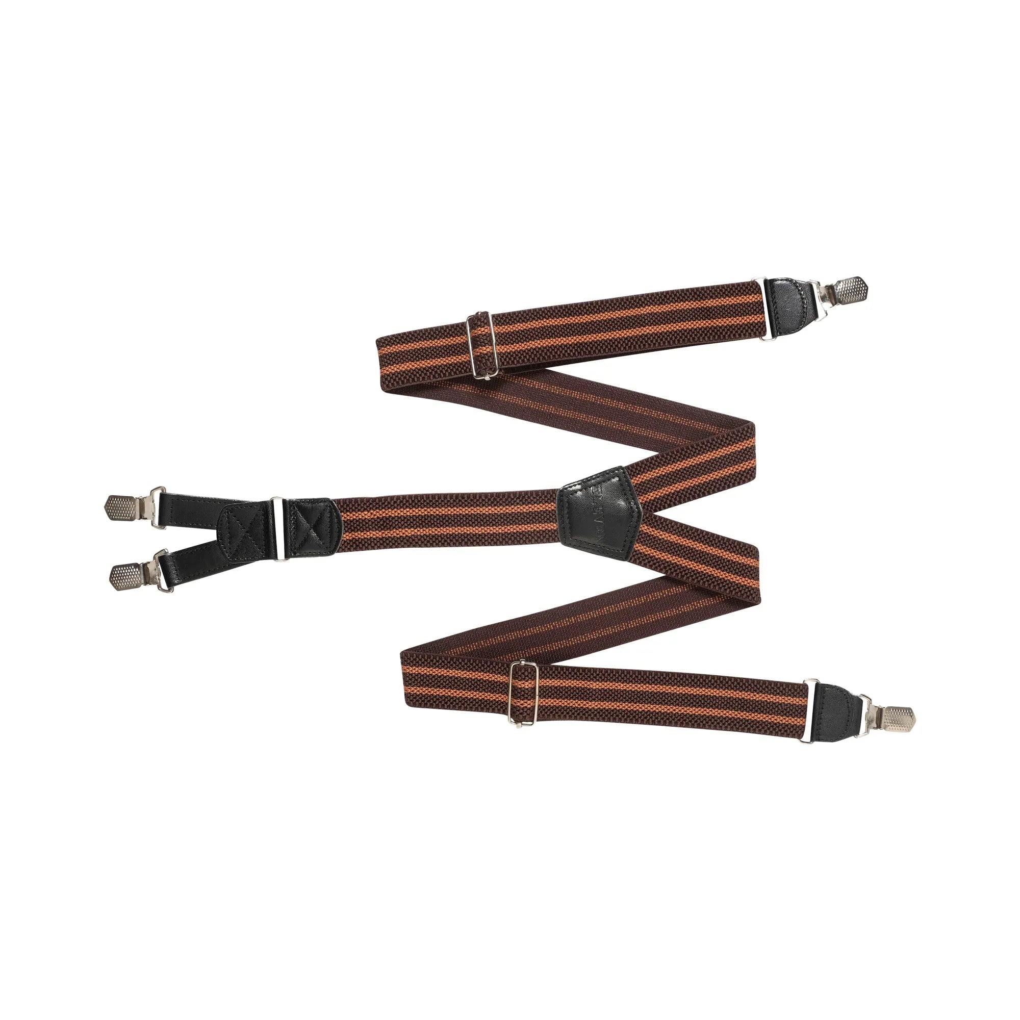 Bretelle da moto Difi Hendrik Marrone con Riga Arancione, quattro ganci e lunghezza 120 cm, vista d'insieme