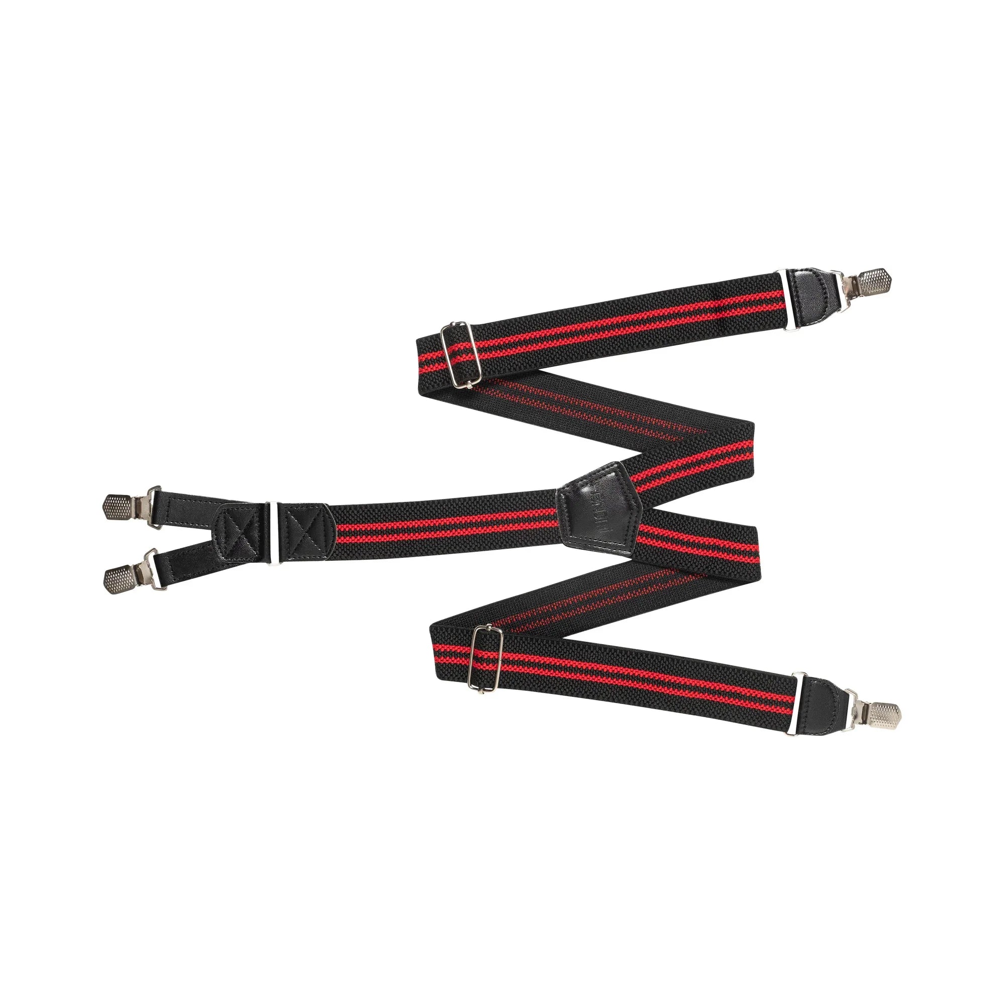 Bretelle da moto Difi Hendrik Nero con Riga Rossa, quattro ganci e lunghezza 120 cm, vista d'insieme