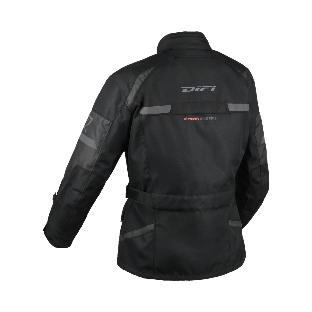 Giacca da moto donna Difi Horizon Aerotex nera impermeabile, veduta posteriore