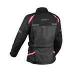 Giacca impermeabile da moto donna Difi Horizon Aerotex nera e rosa, retro
