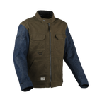 Difi Hudson giacca moto verde con maniche blu denim, vista frontale