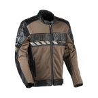 Difi Iconic Air giacca moto in pelle marrone e nera, vista frontale