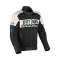 Difi Iconic Air giacca moto in pelle nera e beige, vista frontale con zip