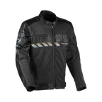Giacca moto Difi Iconic Air in pelle nera con pannelli antracite, fronte