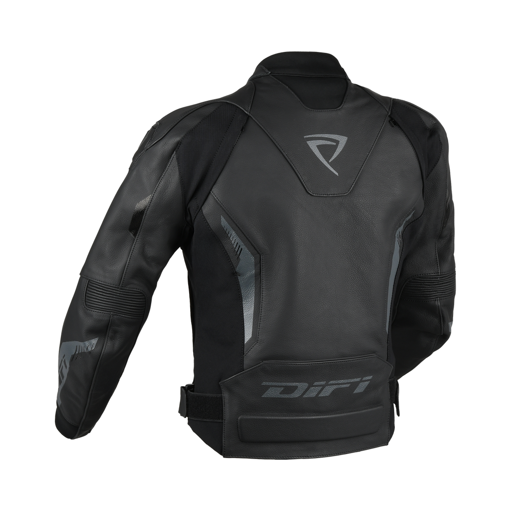 Giacca da moto donna Difi Instinct in pelle nera, veduta posteriore