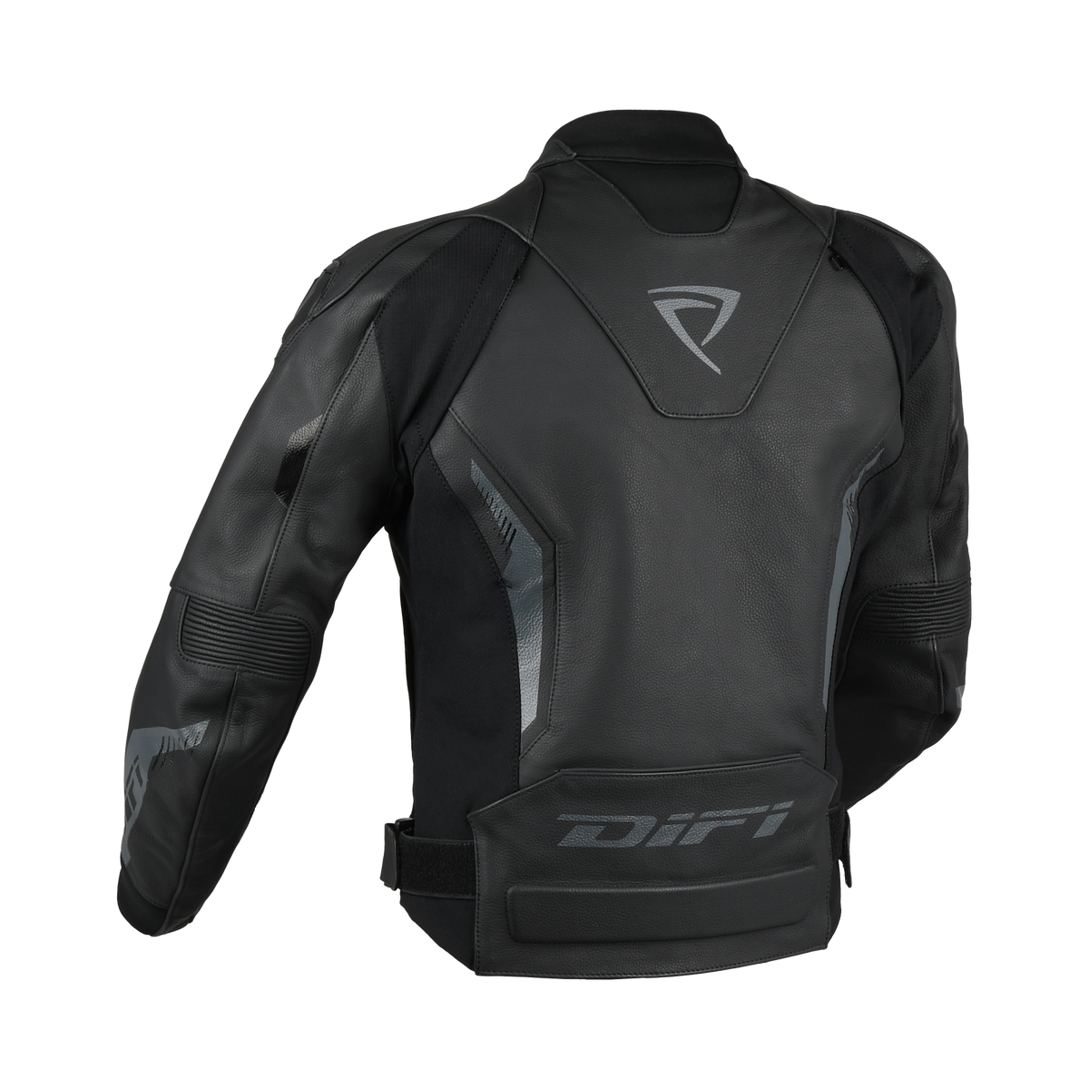Giacca da moto donna Difi Instinct in pelle nera, veduta posteriore