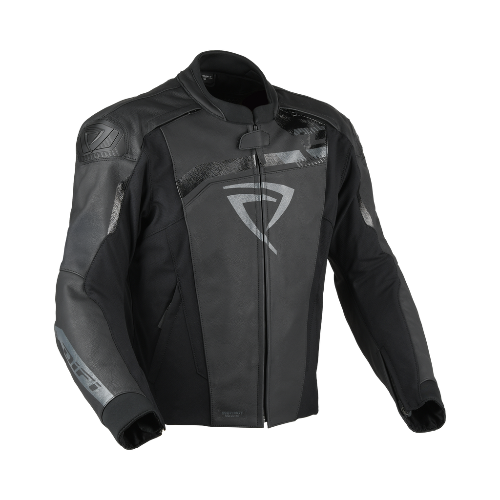 Difi Instinct giacca moto in pelle nera traforata, vista frontale