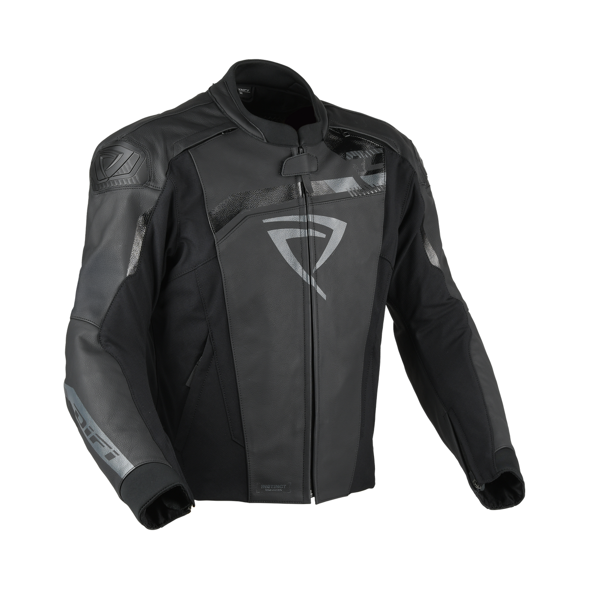 Difi Instinct giacca moto in pelle nera traforata, vista frontale