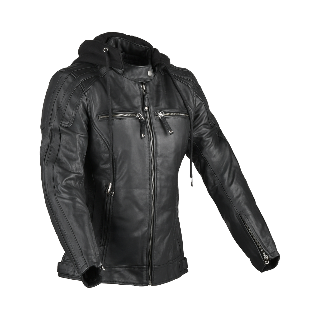 Difi Jolene 3 giacca moto donna in pelle nera, vista frontale