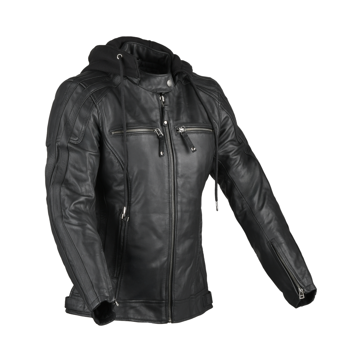 Difi Jolene 3 giacca moto donna in pelle nera, vista frontale