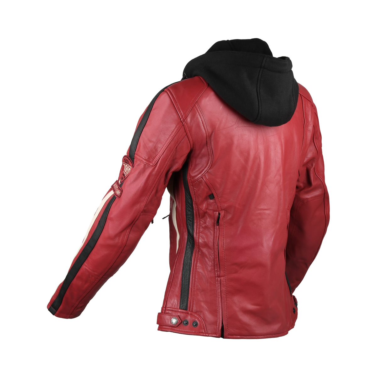 Retro della Difi Jolene 3 rossa, giacca donna in pelle con vita stretta