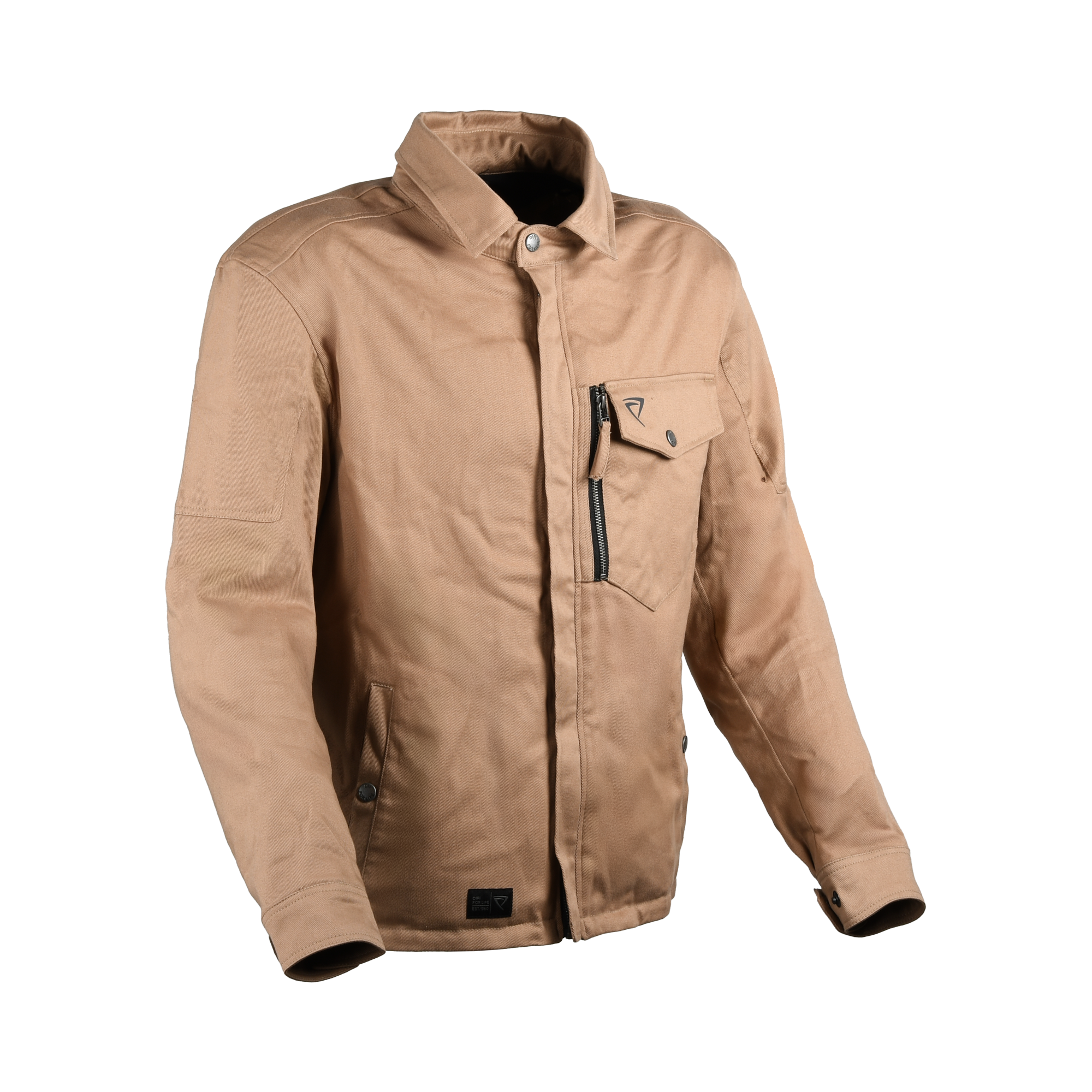 Camicia moto Difi Kingston marrone chiaro, vista frontale con bottoni