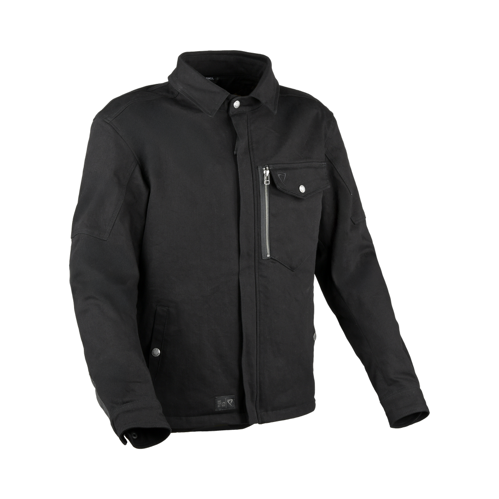 Camicia moto Difi Kingston nera a manica lunga, vista frontale