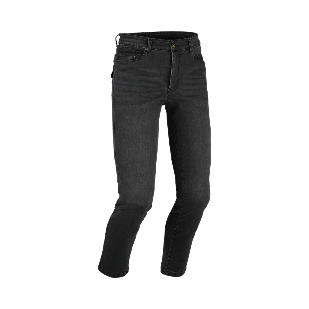 Jeans moto Difi Samba grigio scuro slim fit, vista frontale intera