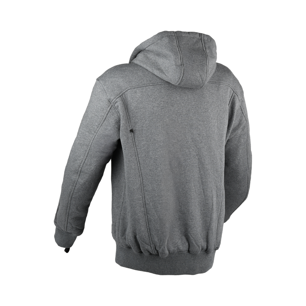 Felpa moto Difi Soho grigio scuro, vista posteriore con cappuccio