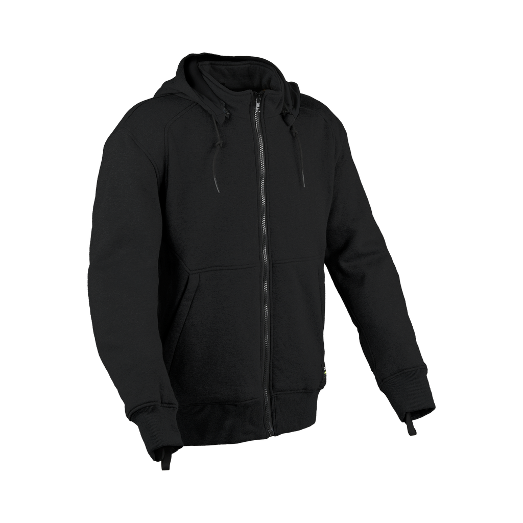 Difi Soho felpa moto nera con cappuccio e zip intera, vista frontale