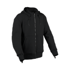 Difi Soho felpa moto nera con cappuccio e zip intera, vista frontale
