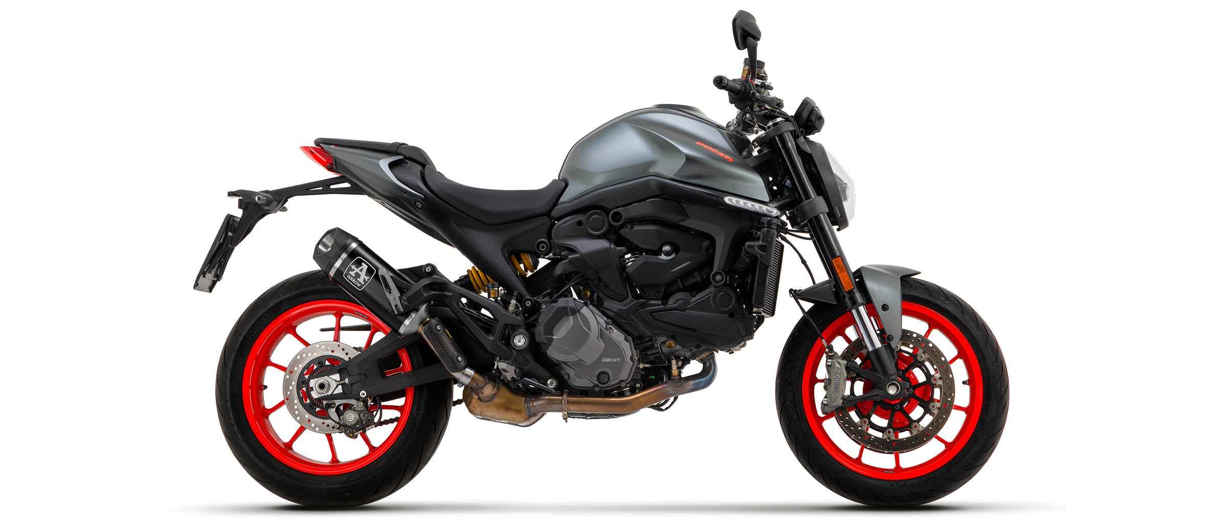 Terminale Indy Race alluminio Dark con fondello carby per Ducati Monster 937 2021/2024 - Arrow (71939AKN)