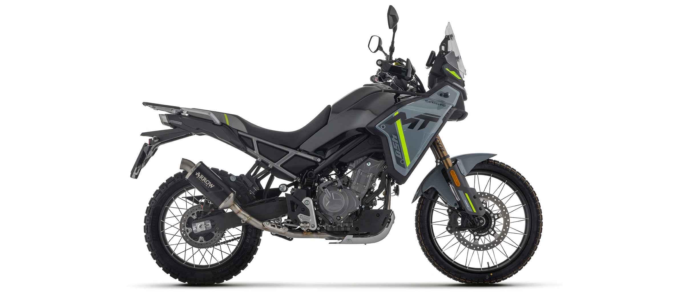 Terminale Indy Race EVO alluminio Dark con fondello inox per CF Moto 450 MT 2025/2026 - Arrow (72659AON)