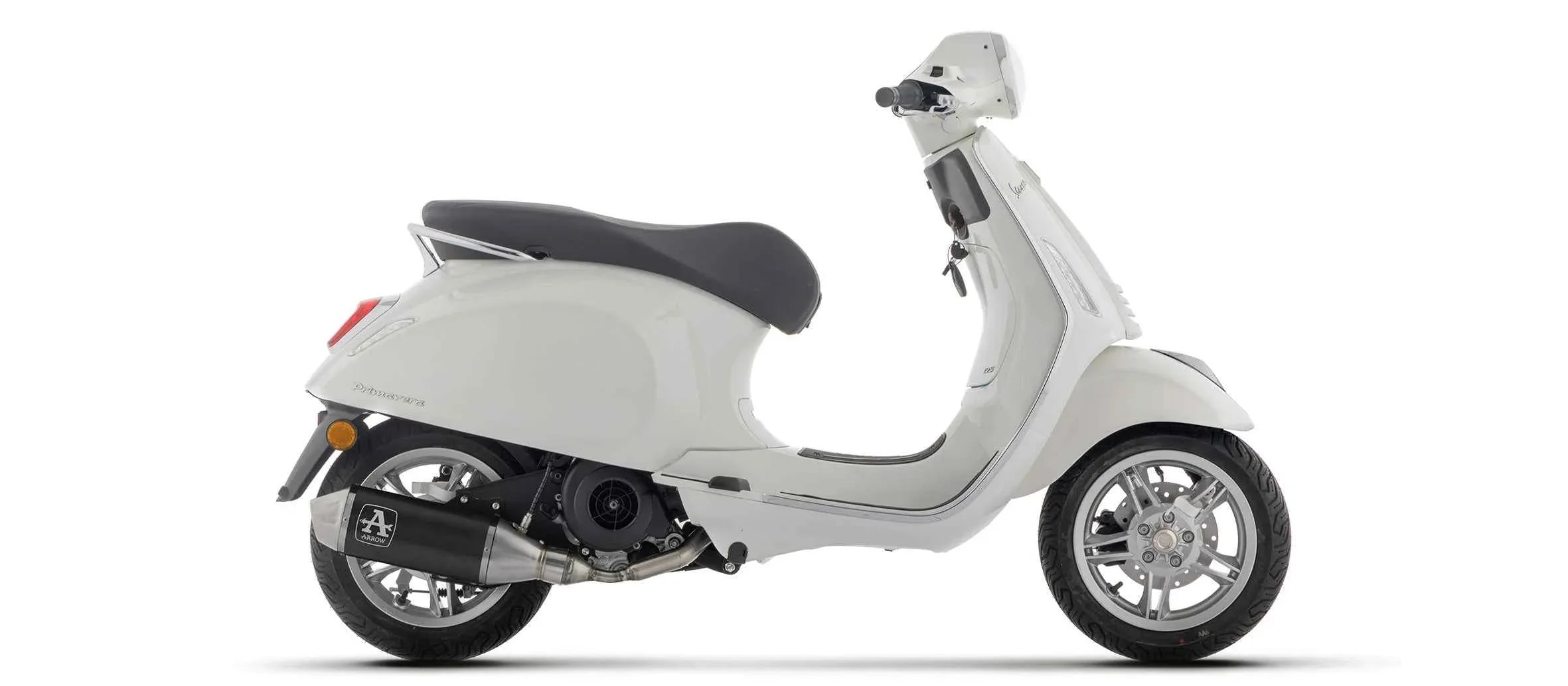 Kit completo racing con terminale Urban in alluminio Dark con fondello inox per Piaggio VESPA Primavera 125 2024/2025 - Arrow (53053AN)