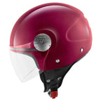 Casco demi-jet Givi 10.7 EVO Bordeaux Lucido visto di lato con visiera trasparente