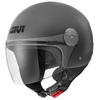 Casco demi-jet Givi 10.7 EVO Grigio Opaco visto di tre quarti, con visiera trasparente
