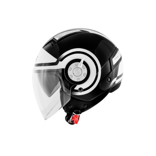 Givi 11.1 Air Jet-R Round H111FRDBW visto di lato, con i cerchi bianchi della grafica Round