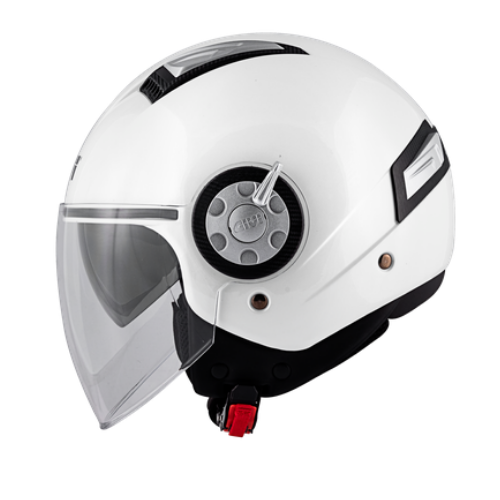 Givi 11.1 Air Jet-R Solid Color H111LB910 visto di lato, bianco lucido con le prese d'aria nere