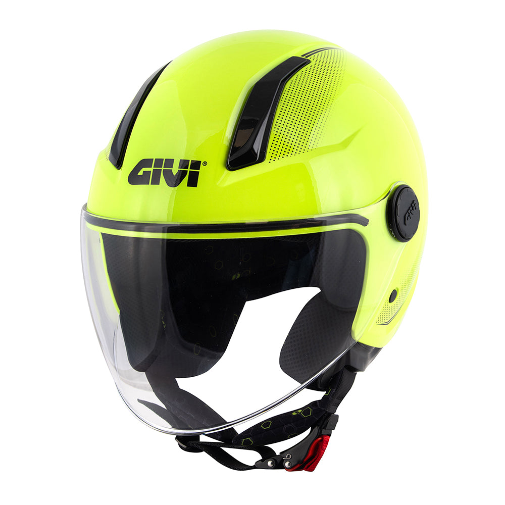Givi 11.7 Solid Color H117BG127 casco demi-jet lime lucido – vista di tre quarti anteriore