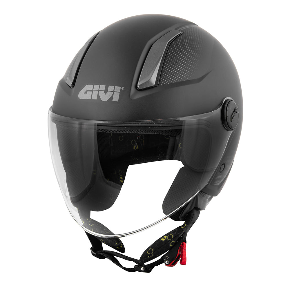 Givi 11.7 Solid Color H117BN900 casco demi-jet nero opaco – vista di tre quarti anteriore