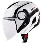 Fianco opposto del casco jet Givi 12.3 Stratos Thanatos bianco lucido con grafica a fasce nere