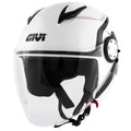 Givi 12.3 Stratos Thanatos bianco lucido H123FTHWH, casco jet visto di tre quarti con visiera lunga