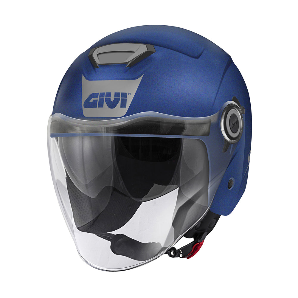 Givi 12.5 Solid Color blu metallizzato opaco H125BB509, casco jet di tre quarti con visierino fumé