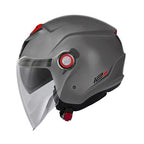 Givi 12.5 Solid Color titanio opaco di lato, con visiera trasparente e dettagli rossi