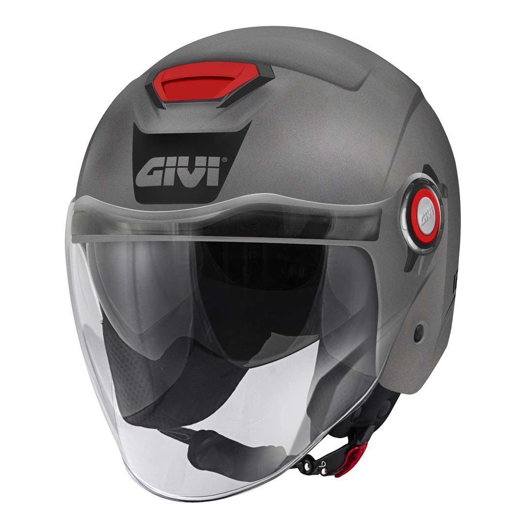 Givi 12.5 Solid Color titanio opaco H125BG768, casco jet di tre quarti con visierino fumé